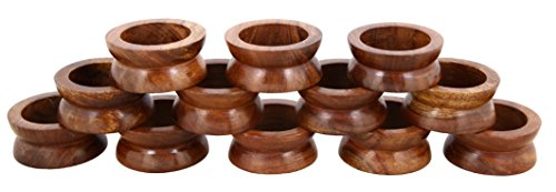 Shalinindia Handmade Wedding Party Decorations Wood Napkin Rings Set of 12 for Dinner Ideas