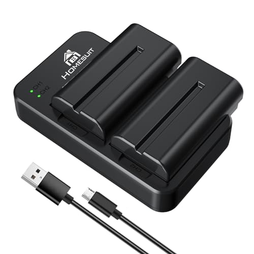 Homesuit NP-F550 Battery 2900mAh and Dual LED Charger Kit Compatible with Sony NP-F970 F960 F770 F750 F570 F550 F530 F330 CCD-SC55 TR516 TR716 TR818 TR910 TR917 TR940 (2-Pack)