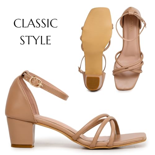 Image of TRASE Stylish And Fancy Block Heels With Adjustable Buckle For Women And Girls - Women Footwear - Heel Sandals For Girls