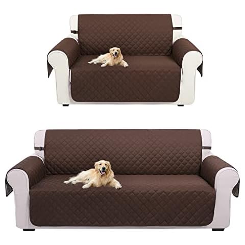 UNICE Home Reversible Sofa Cover Bundle Loveseat Cover(Sofa+Loveseat, Coffee) Cover