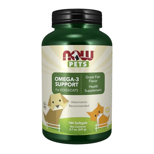 NOW Pet Health, Omega 3 Supplement, Formulated for Cats & Dogs, NASC Certified, 180 Softgels