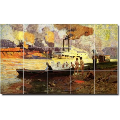 Ceramic Tile Mural-Thomas Anschutz Ships Bathroom Tile Mural 7. 21.25"W