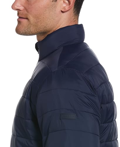 Perry Ellis Men's Long Sleeve Full-Zip Golf Faux Down Jacket, Sun Protection, Mock Collar, Front Pockets, Warming & Flexible3