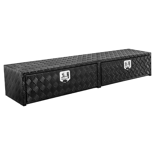 72 in Truck Tool Box Heavy Duty Aluminum Storage Tool Box, Tool Chest Organizer w/Lock and Keys For Pickup, Truck Bed, RV, Trailer, Waterproof Black B