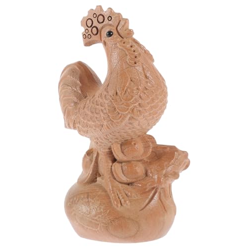 BESTOYARD Holz Huhn Figurine Handgefertigte Holz Hahn Statue Dekoratives Hühner Ornament Für Zuhause Büro Oder Garten Mittelgroße Einzigartige Holzkunst Für Hühnerliebhaber