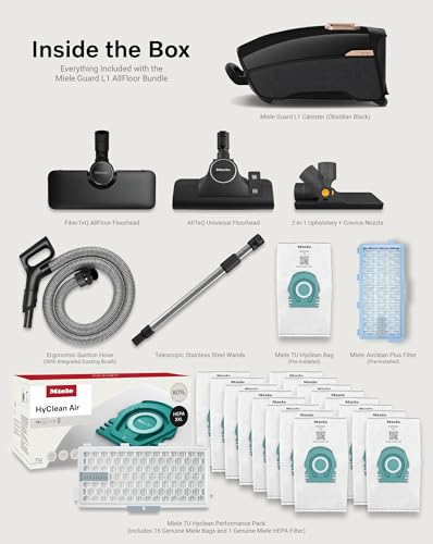 Image of Miele NEW Guard L1 AllFloor Bagged Canister Vacuum Cleaner with AirClean Plus Filter, AllTeQ Universal Floorhead, and AllFloor Floorbrush, LED Display Panel + Performance Pack Bundle