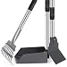 Niubya Dog Poop Tray and Rake Set, Pet Waste Removal Scoop with Long Adjustable Sectional Stainless Handles