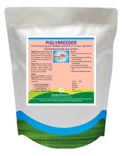 SKYRIDGE Piglybreeder Nutrition & Feed Supplement, Swine, Pig, Piggery, Hog, Sows, Gilts - Breeder Feed Supplement for Gilts, Sows and Hog (250 gm) (B09T2KJ75J) Amazon Price History, Amazon Price Tracker