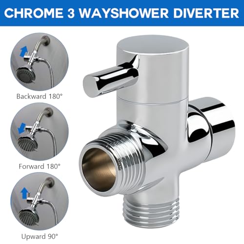 Image of HASTHIP 3 Way Shower Diverter Valve Plated Copper, G1 /2 Thread for Bathroom | Controls Water Routing, Supports Handheld Shower, Bidet or Sprayer, Plated Copper Body, Lever Operation