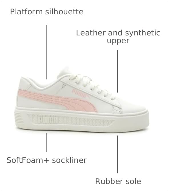 Image of Puma Womens Smash V3 Platform Lace Up Sneakers Shoes Casual