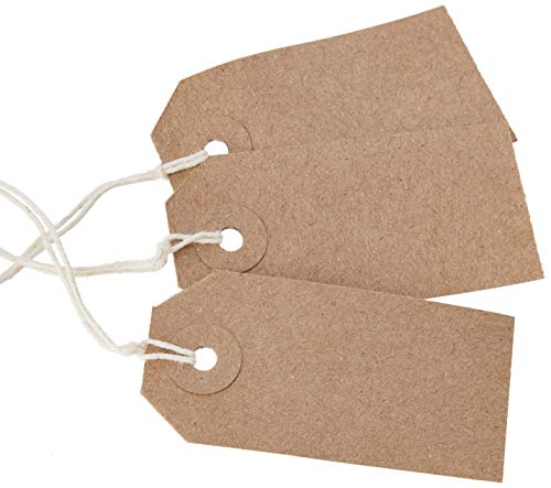 Q-Connect KF01596 Étiquette américaine avec ficelle Chamois 70 mm x 35 mm Lot de 1000 (Import Royaume Uni)