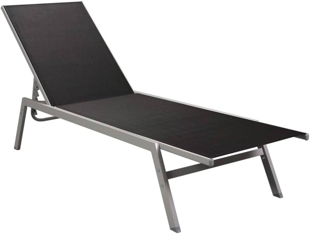 Sun Lounger Steel and Textilene,Backyard Chaise,Napping Loungers,Comfortable Loungers,Portable Loungers,Patio Lounge Chair,for Outdoor Sunbathing,Patios,Pools,Lawns,Camping,Black