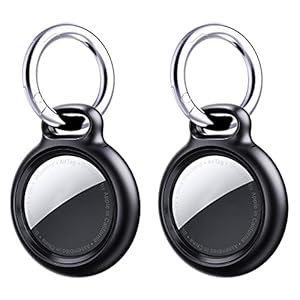 [2 Pack] Benazcap Houder Case voor AirTag, Schroef-in Gesp en Open Design, Duurzame PC Harde Sleutelhanger Compatibel…