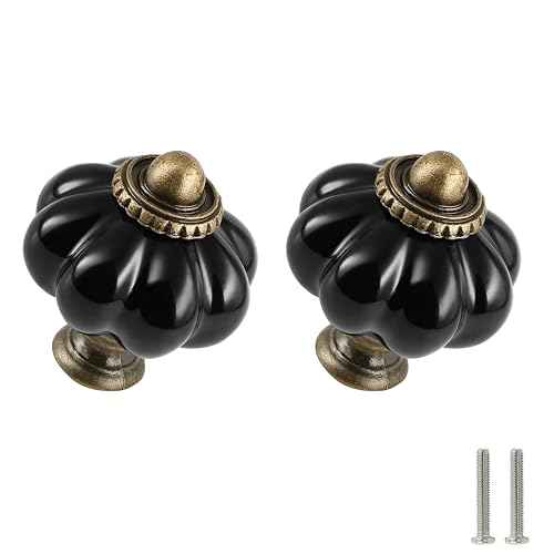 Zernmiarder Black Pumpkin Knobs 12 Pack Ceramic Cabinet Knobs Vintage