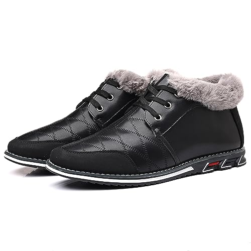 COSIDRAM Men Shoes Snow Boots Mid Top Warm Walking Sneakers Lace up Casual Shoes Black 10.54