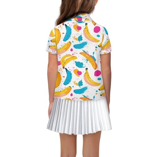 Girls Golf Shirt Button-Down Athletic Collar Short Sleeves for Back to School Summer Daily Wear Age 5-16 Years2