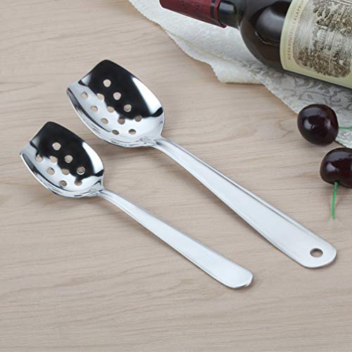 Cabilock Colher de aço inoxidável mini com ranhura para servir comida ocidental (G)