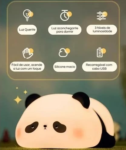 luminaria panda silicone de grau alimenticio macio abajur para crianca luz noturna resistente recarr