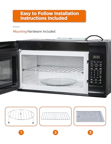 Commercial-Chef-17-Cu-Ft-Over-The-Range-Microwave-Oven-1000-Watt-Microwave-with-10-Power-Levels-300-CFM-Hidden-Vent-Hood-Fan-Touch-Controls-LED-Display-10-Preset-Options-CHMR17GB-Black Commercial Chef 17 Cu Ft Over The Range Microwave Oven 1000 Watt Microwave with 10 Power Levels 300 CFM Hidden Vent Hood Fan Touch Controls LED Display 10 Preset Options CHMR17GB Black