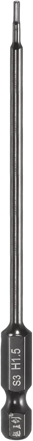 Generic Hex Head Wrench Drill Bit 1.5mm(H1.5) Metric 1/4" Hex Shank 4"(100mm) Length S3 Steel Magnetic Impact Drivers Screwdriver Bit Industrial Grade Hexagon Electric Drill Bits