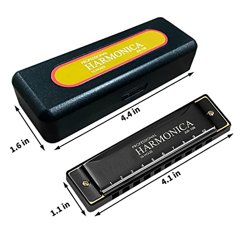 Blues Harmonica Key Of C, 10 Holes 20 Tones Mouth Organ Blues Harp With Hard Case, Diatonic Harmonica For Kids, Adults, Beginners, Professionals, Students, Birthday Gifts (Silver) #TOP3