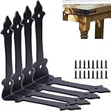 4 Inch Corner Protector Furniture Edge Corner Guards Corner Bracket Metal Embellishments with Wood Decorative Metal Rustic Hardware for Home Edge Corner Hardware Accessories (Black 4 Pack)