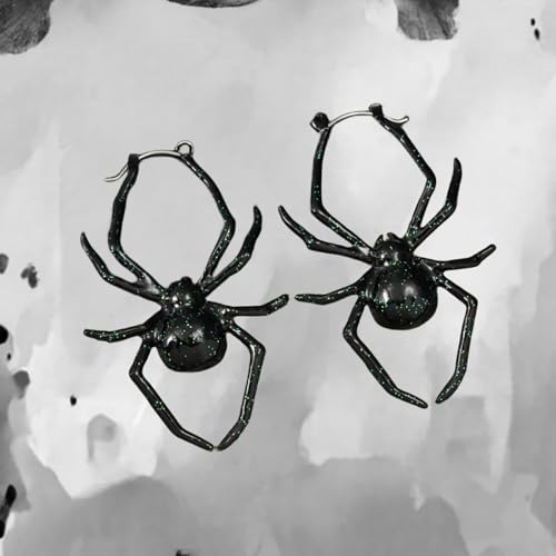Black Spider Hoop Earrings for Women Punk Halloween Animal Dangle Drop Earring Vintage Click Top Huggies Jewelry Gifts Holiday Party4
