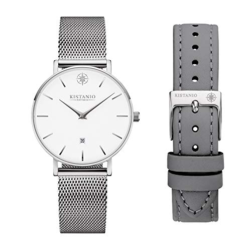 Montre pour femme avec bracelet en cuir Petit SI-WH-M-L-GR idéale du bureau aux grandes soirées