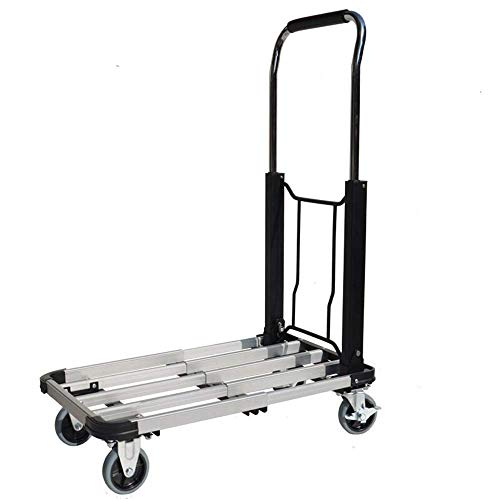 Carrello pieghevole a mano, carrello della spesa portatile a 4 ruote, carrello per bagagli piatto per una facile movimentazione e trasporto