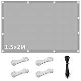 Sonnensegel Wasserdicht Rechteckig mit Ösen,Sonnensegel Rechteck 1.5x2m,Sonnenschutz Windschutz,inkl Befestigungsseile,Markisenstoff 95% UV Schutz,für Garten Balkon Terrasse