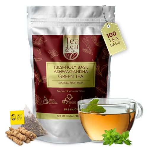 Image of Tulsi Holy Basil Ashwagandha Green Tea (200 gm / 7 oz), 100 Tea Bags
