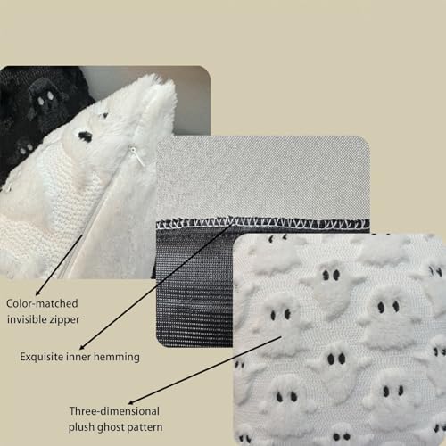 Halloween Pillow Covers,Pumpkin Flocked Throw Soft Knit Cushion Cases,Fall Decor for Chair Sofa Bedroom Home - image 4