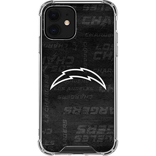 Skinit Clear Phone Case Compatible with iPhone 12 - Officially Licensed NFL Los Angeles Chargers Black & White Design