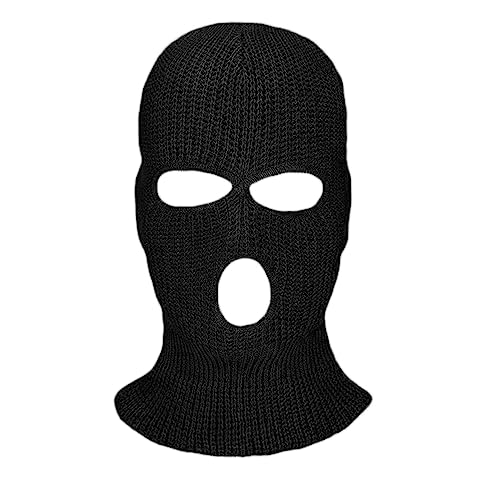 Kids 3 Hole Knitted Balaclava - Warm and Stylish Ski Face Mask for Cold Weather Black2