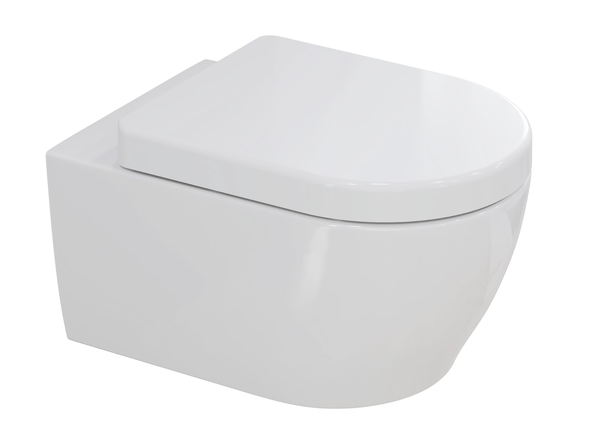 Design, wall-mounted WC, toilet without flush rim, incl. toilet seat with softclose automatic lowering system + detachable