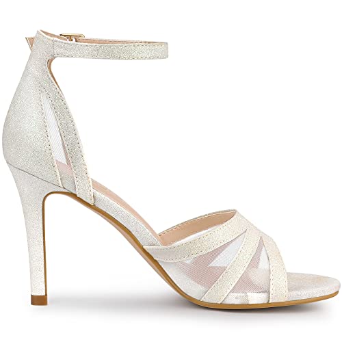 Image of Allegra K Women's Glitter Ankle Strap Stiletto Heels Sandals