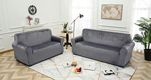 Tianshu Velvet Armchair Cover, High Stretch Fleece Armchair Slipcover Soft Plush Chair Cover For Living Room, 1 Piece Stylish Furniture Cover Protector(Armchair,Gray) #TOP1