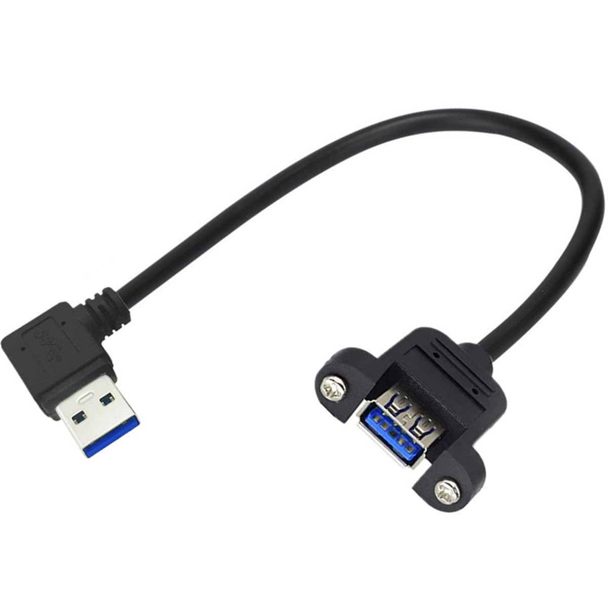 CY Левосторонний угловой USB 3.0 штекер-гнездо, разъем типа A, панельный, кабель 90 градусов, 30 см