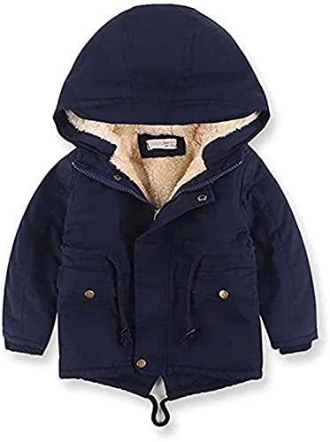 FAIRYRAIN Veste d'hiver pour enfant garçon et fille avec capuche - Manteau d'hiver avec doublure polaire - Veste épaisse pour enfant - Parka mi-saison, vert foncé, 128/134 cm Cover