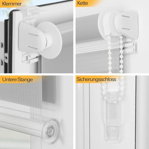BelleMax Doppelrollo Klemmfix ohne Bohren & mit Bohren, Grau B75 x H230 cm (Stoffbreite 75cm), Duo Rollo… – Ansicht 4