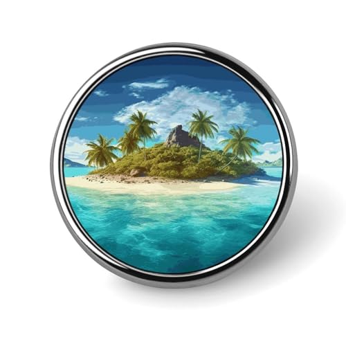 Porta credencial de isla tropical, credencial redonda personalizada con imagen, credencial de aleación de aluminio, broche exquisito, insignias de botón de moda, prendedores decorativos para ropa