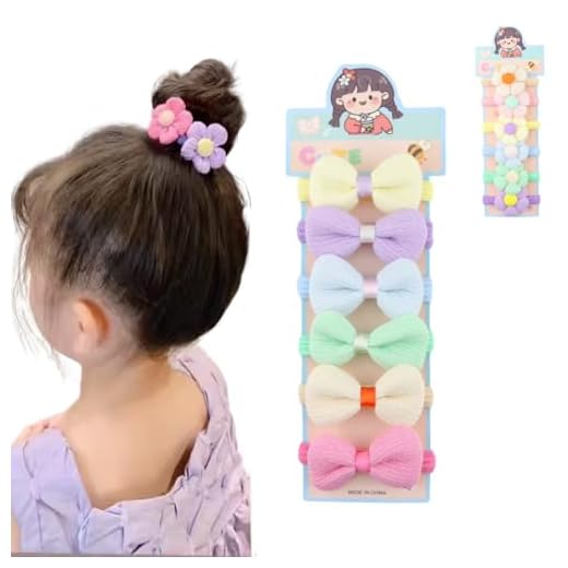 Kit com 6 Laços de Cabelo Infantis Flor Tecido Felpudo - Acessórios para Meninas com Elástico Macio e Acabamento Toalha Colorido (Lacinho)