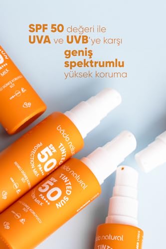 Image of Bade Natural Tinted Mineral Sunscreen SPF 50 - Lightweight Facial Sunscreen Milk with Zinc Oxide, Aloe - Broad Spectrum UVA /UVB Protection - 1 fl oz
