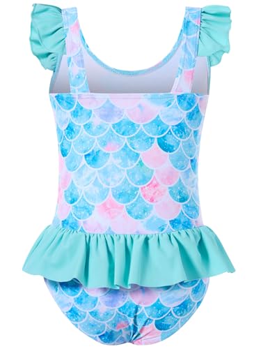 Image of Vieille Toddler Little Girls One Piece Swimsuits Ruffles Bathing Suits Mermaid Dinosaur Swimwear 2-7T