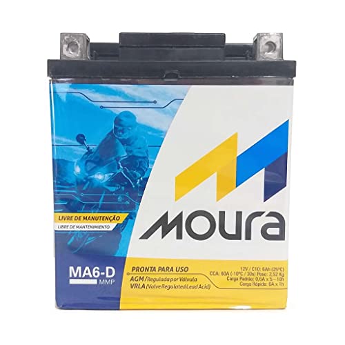 Bateria Moura AGM Vrla Para Motocicletas Ma6-D 12V 6Ah - Polo Direito