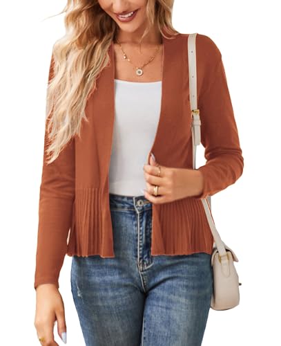 Image of GRACE KARIN Women's Lightweight Peplum Cardigan Sweaters Open Front Cropped Cardigan Long Sleeve Trendy Summer Knit Tops