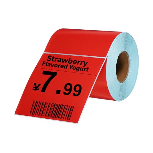 Étiquettes d'imprimante thermique autocollantes 10x10 cm rouleau adhésif rouge PATIKIL