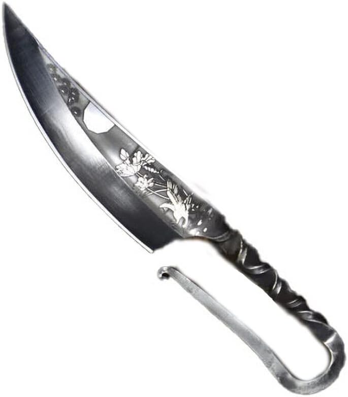 Meat Cleaver,Cleaver Knife, 6 inch Longquan Kitchen Knives 7Cr17MoV Steel Handle Lotus Veins Cleaver Boning Hunting Machete Utility Handmade Knife