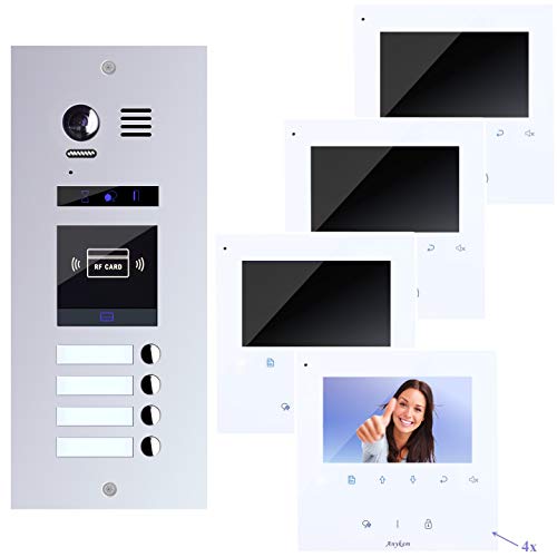 Video Türsprechanlage, Videosprechanlage, für 4-Familienhaus, RFID und Bester 2-Draht-Technologie Cover