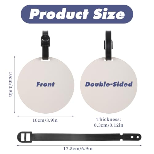 20 Pcs Sublimation Luggage Tag Blanks 4in Round Sublimation Luggage Tags Bulk with Strap, White Double Sided MDF Suitcase Label Tag with Slots Blanks for DIY Crafting Heat Transfer Photo Name ID2
